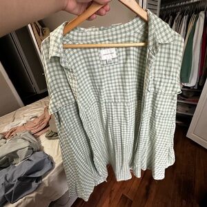 AMERICAN EAGLE Green Plaid Flannel Oversized